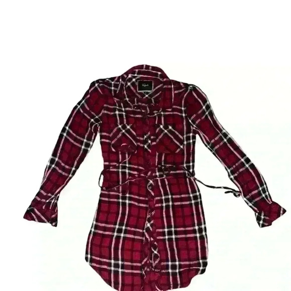 Rails Tunic Sz Xs Flannel Mini Short Sleeve Button Preppy Dark Academia Normcore - Picture 4 of 7
